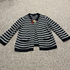 Boden Striped Knit Cardigan Sweater 10 Fun Buttons Preppy Casual Eclectic